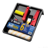 Kit Rolo De Pintura Com Pincel E Bandeja 6 Peças Preto At101