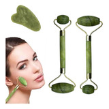 Kit Rolos Massageadores Faciais Pedra De Jade Para Lifting