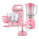 Kit Rosa Britania Liquidificador Batedeira Espremedor