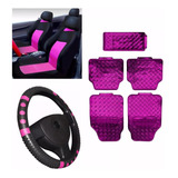 Kit Rosa Pink Jogo Tapete Jogo Capa Banco Volante Ford Ka