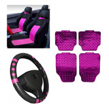 Kit Rosa Pink Jogo Tapete Jogo Capa Banco Volante
