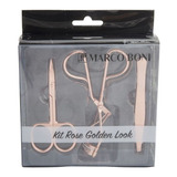 Kit Rose Golden Pinça Tesoura Curvador De Cílios Marco Boni