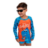 Kit Roupa Banho Juvenil Sunga Blusa Térmica Protecao Uv 50