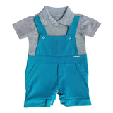 Kit Roupa Bebe Jardineira camisa Polo Linha Premium Enviojá