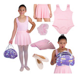 Kit Roupa De Ballet Bale Com Bolsa Infantil Bailarina