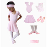 Kit Roupa De Ballet Infantil Meia Manga Dança Completo