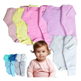 Kit Roupa De Bebe 10 Peças Body Manga Longa E Mijão Suedine