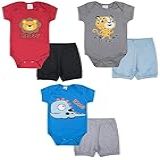Kit Roupa De Bebe 6 Peças Body Manga Curta E Short Algodão Menino Ou Menina G Menino 