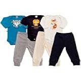 Kit Roupa De Bebe 6 Peças Body Manga Longa E Calça Mijão 100 Algodão Fio 30 Penteado Premium Menino Ou Menina P Menino 