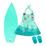 Kit Roupa De Boneca Our Generation Surf Sereia Laço De Fita