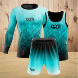 Kit Roupa De Futevolei Masculino Camisa Regata short Shark