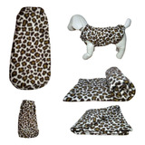 Kit Roupa E Manta Soft Para Cães Onça E