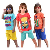 Kit Roupa Infantil 5 Conjunto Camiseta E Short Masculino