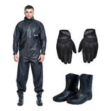 Kit Roupa Moto Capa De Chuva Bota Delta Luva Motoqueiro