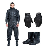 Kit Roupa Moto Capa De Chuva Bota Delta Luva Motoqueiro