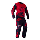 Kit Roupa Trilha Amx Duo Poliéster Motocross Enduro Vermelho