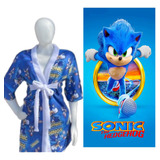 Kit Roupão Sonic Toalha De Banho Praia Infantil Piscina