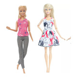 Kit Roupas Barbie: 1 Vestido + 1 Conjunto 2 Peças