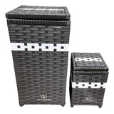 Kit Roupeiro Cesto Roupas 30x60 E Lixeira Delicada Luxo