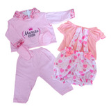 Kit Roupinha Bebê Reborn Jardineira Pijama 5 Peças