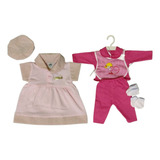 Kit Roupinha Bebê Reborn Vestido Com Chapéu Pijama 5 Peças