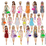 Kit Roupinha Boneca Barbie Acessórios Vestido Sapato Óculos