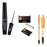 Kit Ruby Rose Para Olhos Sombra Delineador E Pincel