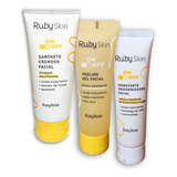 Kit Sabonete Peeling Hidratante Facial On Off Ruby Rose 3 Pç