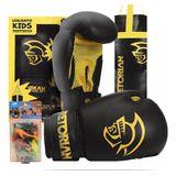 Kit Saco De Pancada Luva Boxe Muay Thai Infantil Pretorian Cor Amarelo Dinossauro Animal Planet