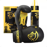 Kit Saco De Pancada Luva Boxe Muay Thai Infantil Pretorian Cor Amarelo