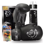 Kit Saco De Pancada Luva Boxe Muay Thai Infantil Pretorian Cor Preto Dinossauro Animal Planet