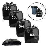 Kit Sacos De Lixo 200 Unid 30l 60l 100l 200l Econômico