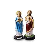 Kit Sagrado Imaculado Coração De Jesus E Maria Resina 15cm