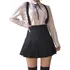 Kit Saia Colegial Rodada Preta Lisa C/ Suspensório Preto
