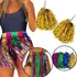 Kit Saia Fitilho Fita Metalizada Carnaval+2 Pom Pom Colorido