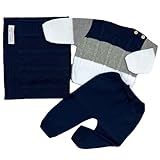 Kit Saida De Maternidade Bebê Tricot Luxo Premium Menino Masculino Conjunto Roupa C21121 Cor Azul Marinho Tamanho RN
