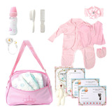 Kit Saida Maternidade Com Roupa Bolsa Bege E Acessórios