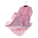 Kit Saída Maternidade Menina Charmosa Rosa Com Renda