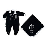 Kit Saida Maternidade Roupa Bebe Corinthians Menino Macacao