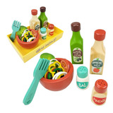 Kit Salada De Madeira Brinquedo Educativo 16 Pçs Comidinha