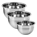 Kit Saladeira Aço Inox 22cm 28cm 30cm Bacia Tigela Multiuso