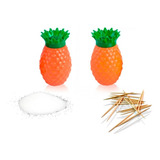 Kit Saleiro Paliteiro De Mesa De Abacaxi Tropical 2 Peças