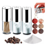Kit Saleiro Pimenteiro E Paliteiro Vidro Elegance Brinox Cor Inox