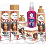 Kit Salon Line Rícino E Queratina Sos Cachos Óleo Ricino