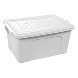 Kit São Bernardo 4 Caixa Organizadora Multiuso Container 70 Litros Cor Branco