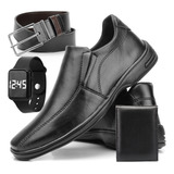 Kit Sapato Social Masculino Carteira Cinto Relógio Barato