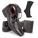 Kit Sapato Social Masculino Preto Envernizado Eventos Formais Cinto Meia E Carteira