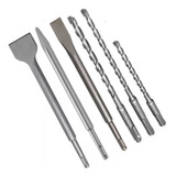 Kit Sds Plus 6 Pçs P martelete Brocas talhadeiras E Ponteiro