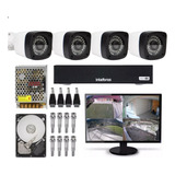 Kit Segurança 4 Câmeras Cftv Infra Dvr Intelbras Monitor 15