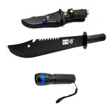 Kit Selva Faca Militar Lanterna Led Pólice De Mão Facão